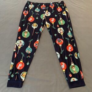 Disney Pixar Pajama Pants Womens 2X Navy Jogger Sleep Christmas Ornaments Mickey